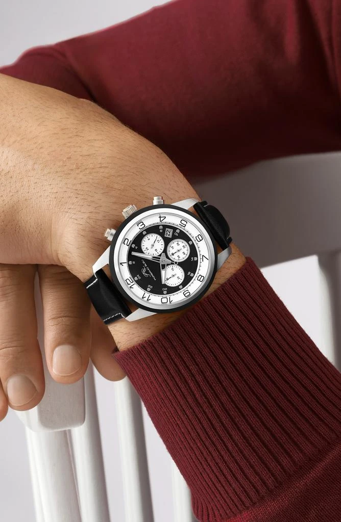 商品Porsamo Bleu|Men's Arthur Chronograph Leather Strap Watch, 44mm,价格¥1593,第3张图片详细描述