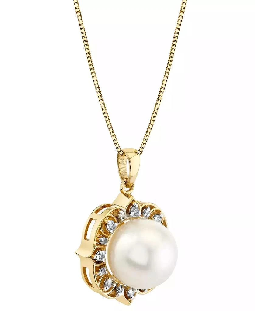 商品Macy's|Cultured Freshwater Pearl (11mm) & Diamond (1/6 ct. t.w.) 18" Pendant Necklace in 10k Gold,价格¥4486,第2张图片详细描述