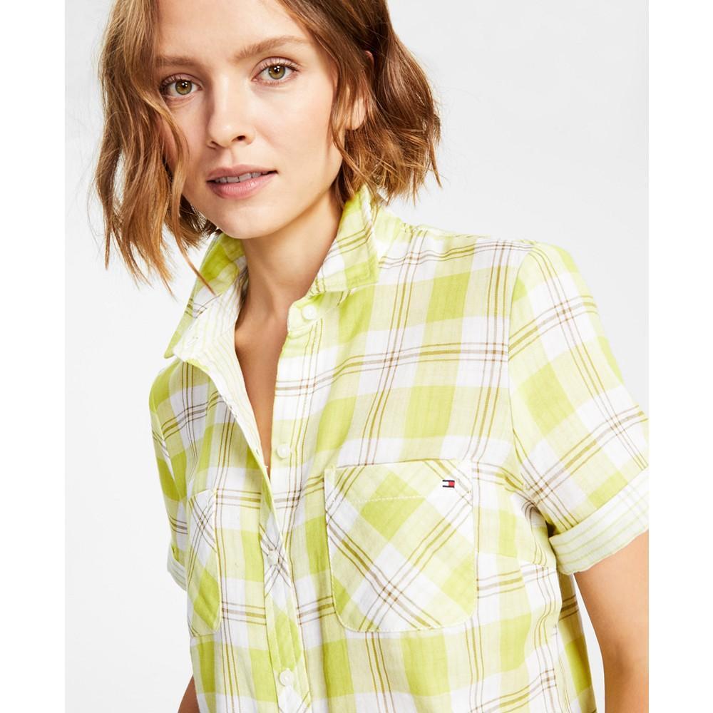 商品Tommy Hilfiger|Women's Cotton Plaid Pocket Camp Shirt,价格¥295,第5张图片详细描述