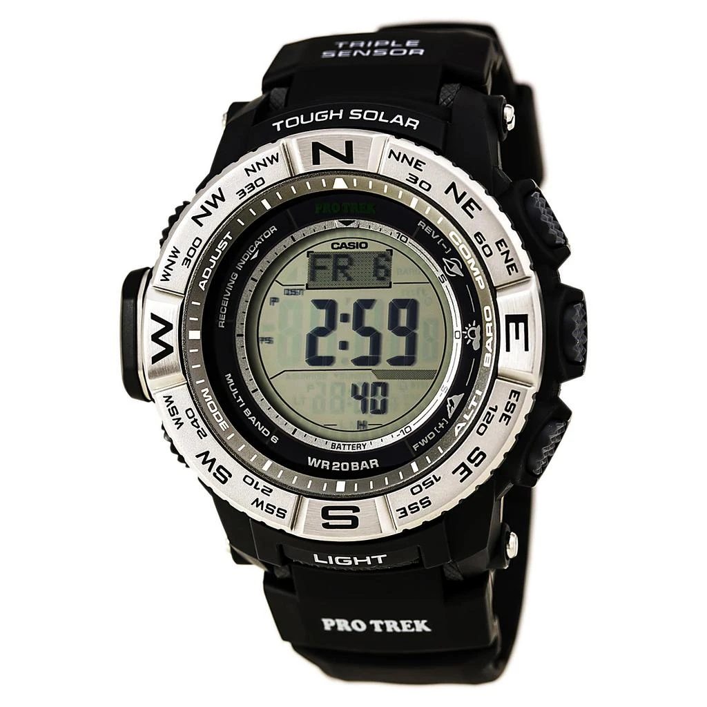 商品Casio|Casio PRW3500-1 Men's Protrek Tough Solar Digital Grey Dial Black Resin Strap World Time Dive Watch,价格¥1616,第1张图片