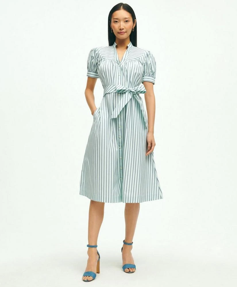 商品Brooks Brothers|Supima® Cotton Fit & Flare Stripe Shirt Dress,价格¥918,第1张图片