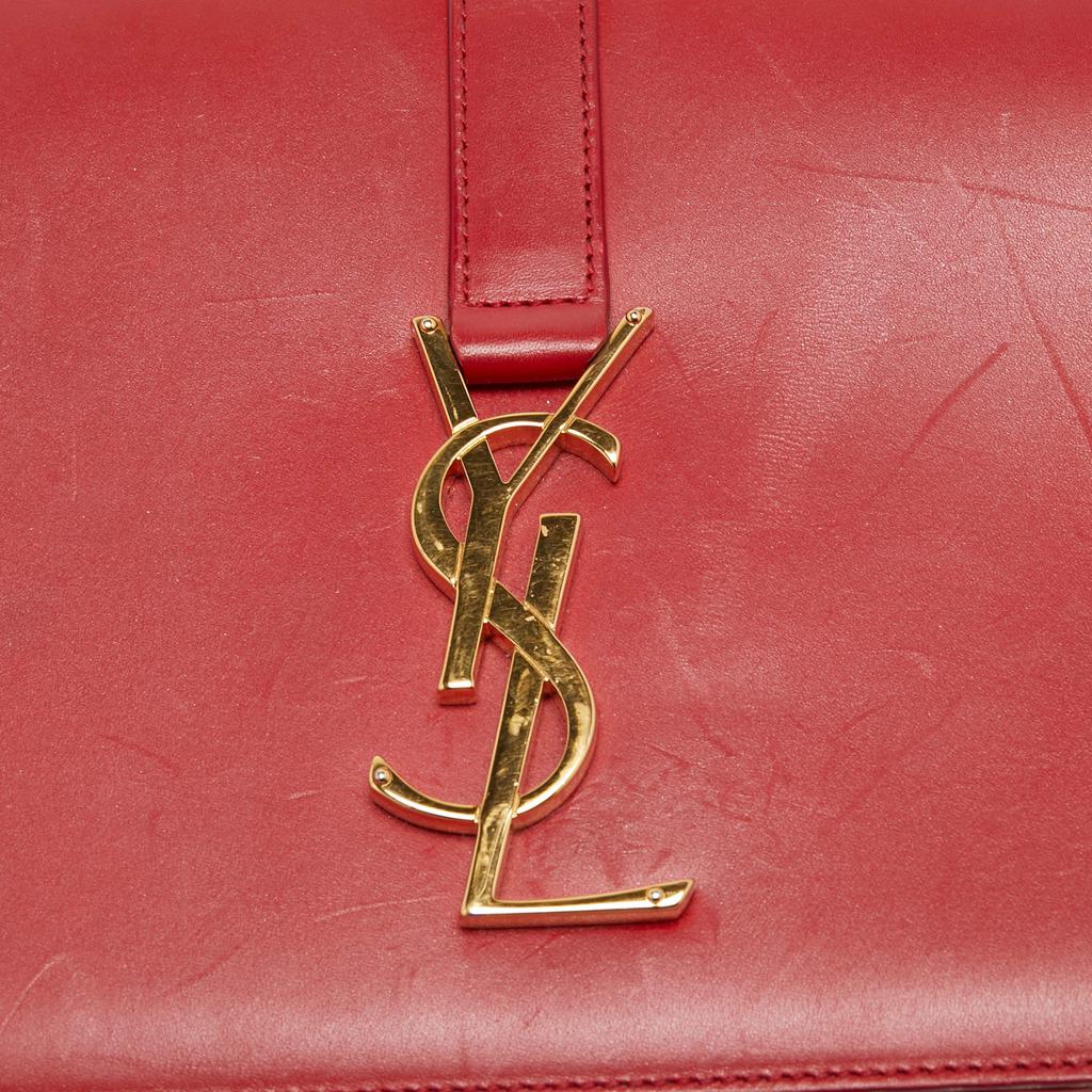 Saint Laurent Red Leather Medium Monogram Universite Shoulder Bag商品第7张图片规格展示