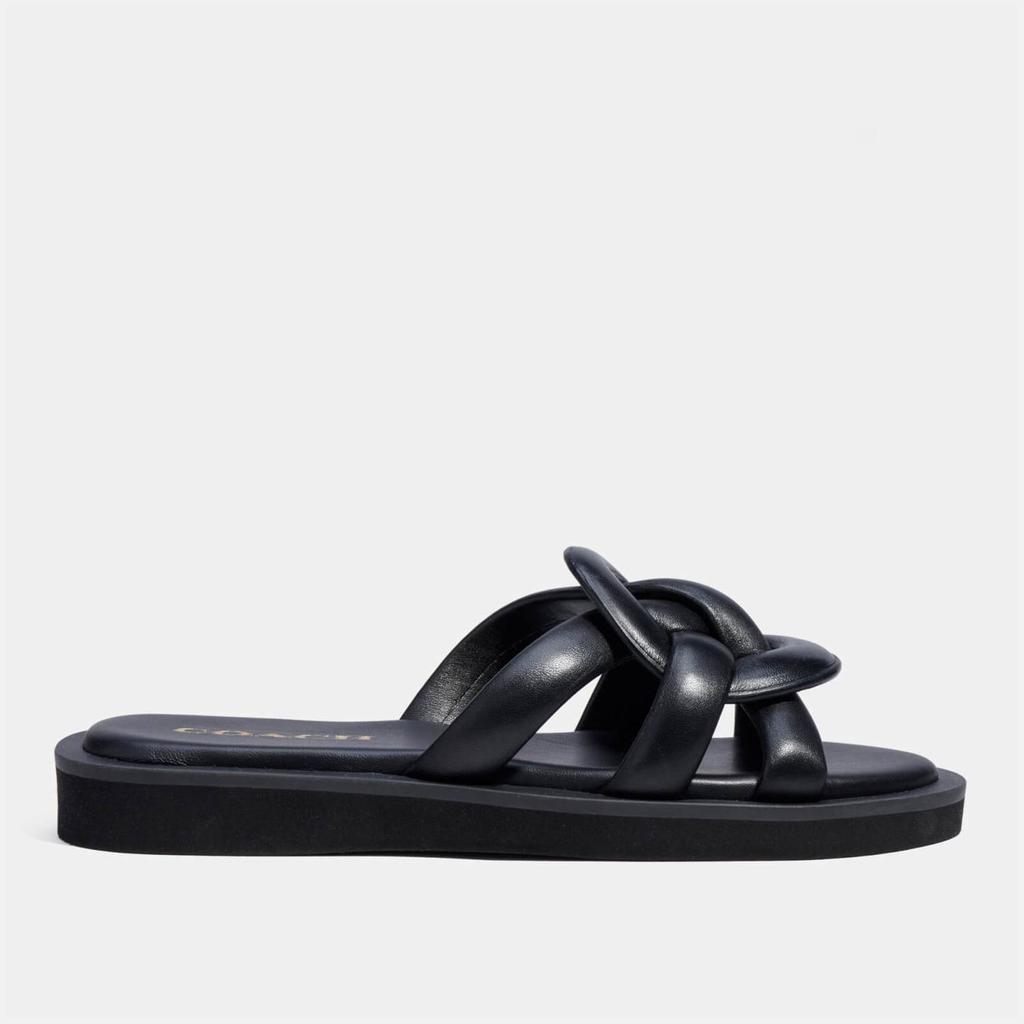 商品Coach|Coach Women's Georgie Leather Slide Sandals - Black,价格¥1113,第1张图片