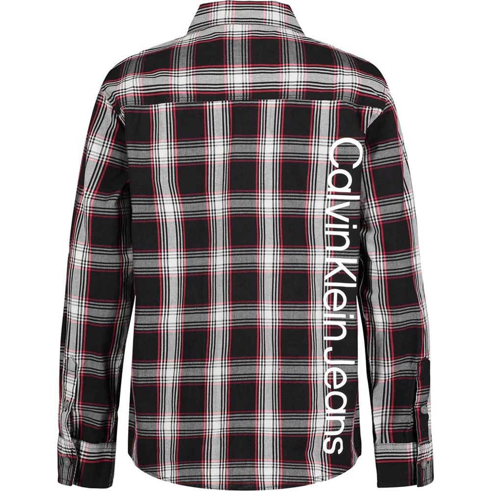 商品Calvin Klein|Big Boys CK Check Logo Long Sleeve Shirt,价格¥191,第2张图片详细描述