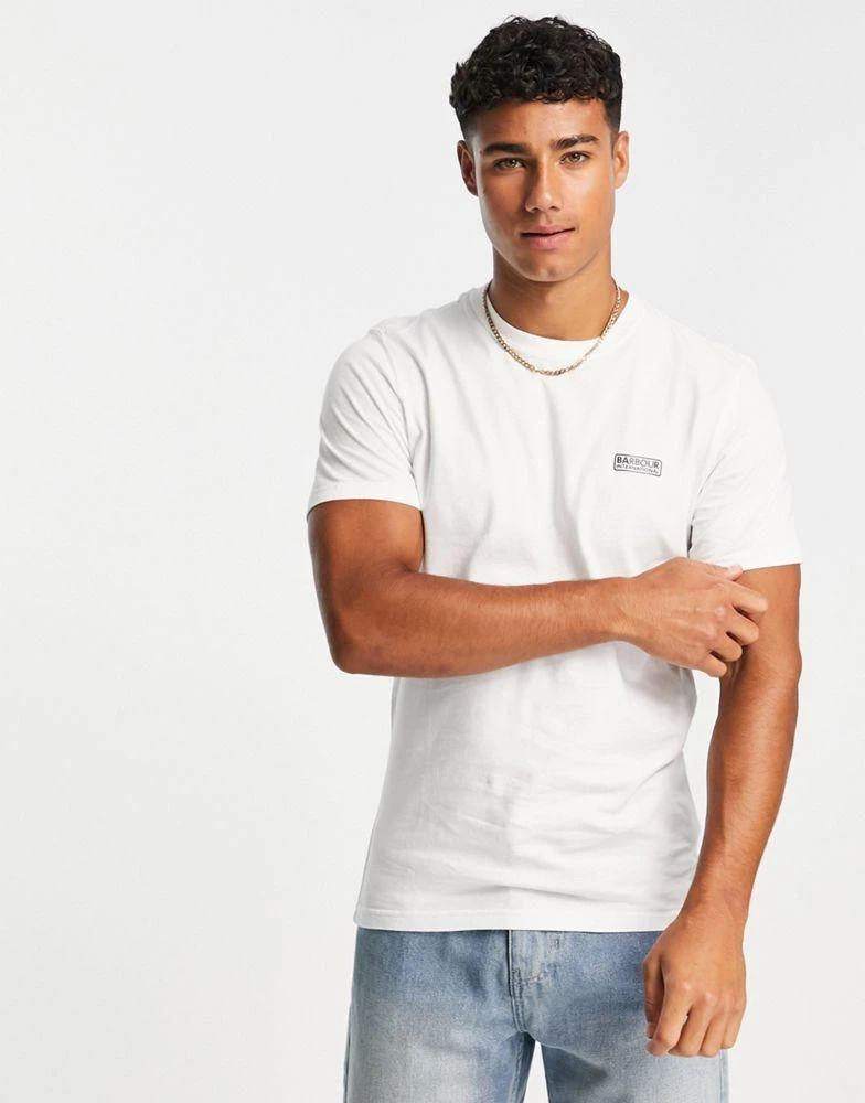 商品Barbour|Barbour International Throttle slim fit logo t-shirt in white exclusive to ASOS,价格¥278,第1张图片