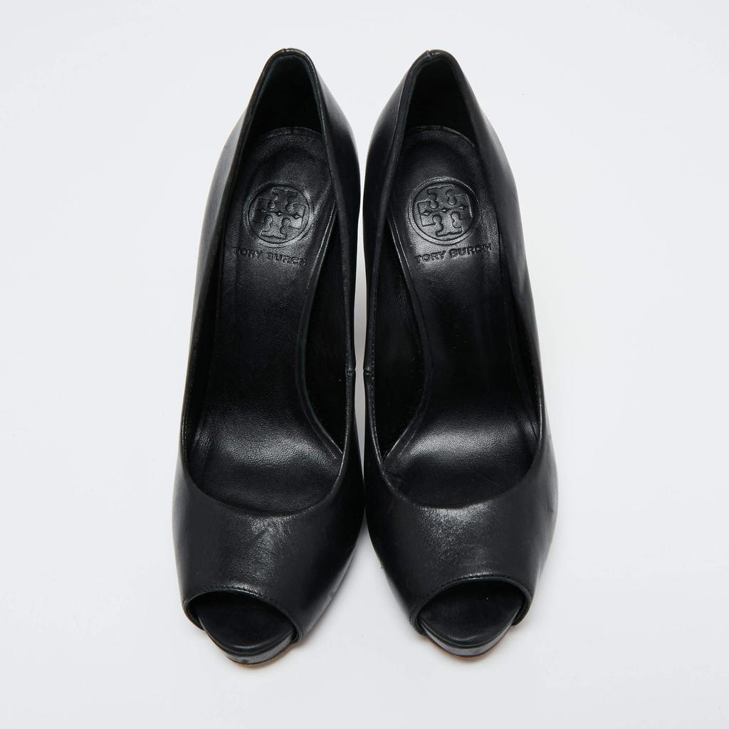 商品[二手商品] Tory Burch|Tory Burch Black Leather Cantrelle Pumps Size 37.5,价格¥1786,第5张图片详细描述