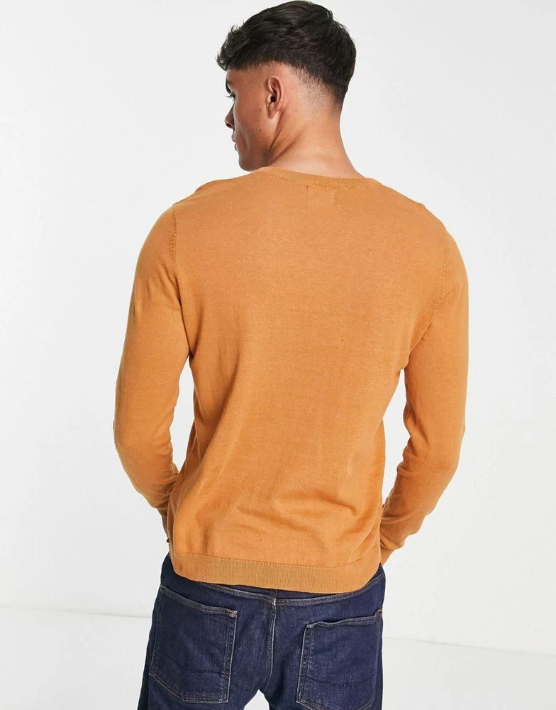 商品ASOS|ASOS DESIGN knitted cotton v-neck jumper in light brown,价格¥199,第3张图片详细描述