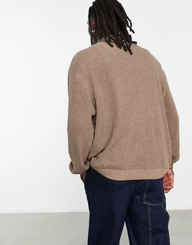 商品ASOS|ASOS DESIGN oversized fisherman rib turtle neck jumper in taupe marl,价格¥191,第3张图片详细描述