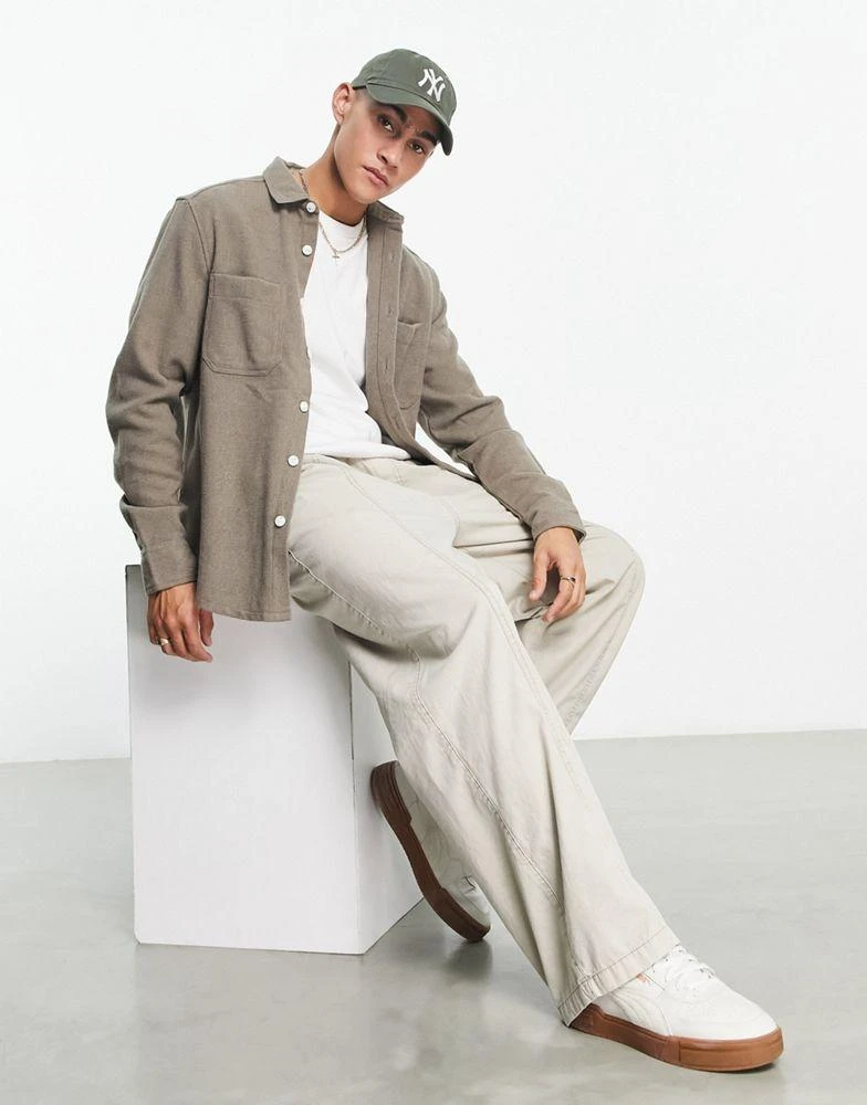 商品ASOS|ASOS DESIGN wool mix overshirt in light grey,价格¥229,第4张图片详细描述