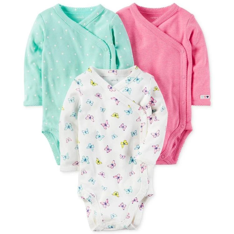 商品Carter's|3-Pk. Side-Snap Bodysuits, Baby Girls,价格¥75,第1张图片