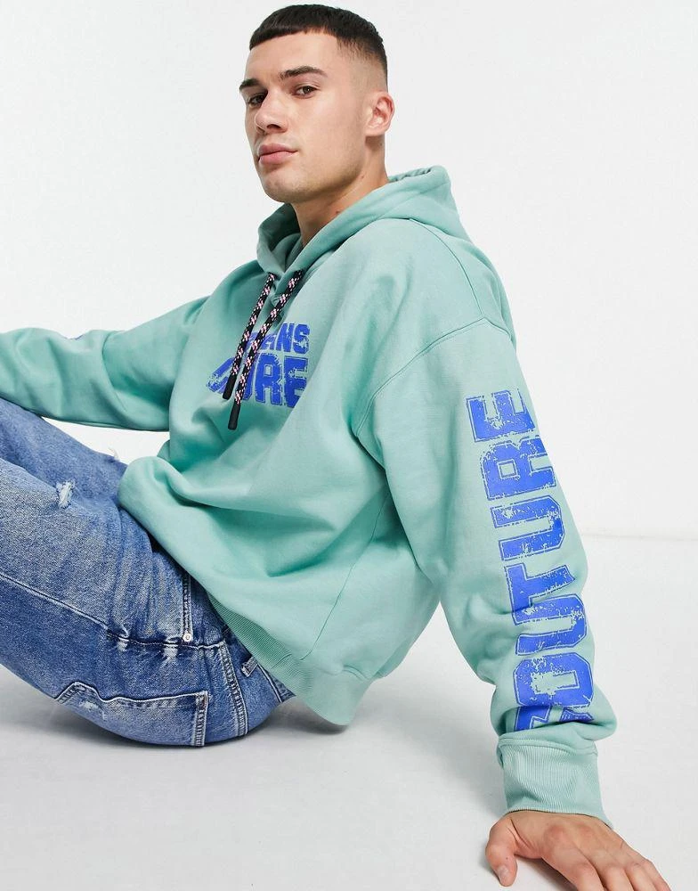 商品Versace|Versace Jeans Couture college print hoodie in green,价格¥1638,第3张图片详细描述