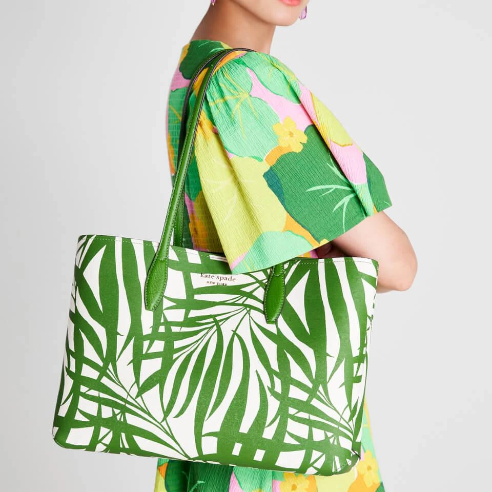 商品Kate Spade|Kate Spade New York Women's All Day Palm Fronds Printed Large Tote Bag - Bitter Greens Multi,价格¥925,第2张图片详细描述