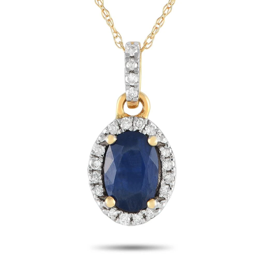 商品LB Exclusive|14K Yellow Gold 0.10ct Diamond and Sapphire Pendant Necklace PD4-16075YSA,价格¥3128,第1张图片