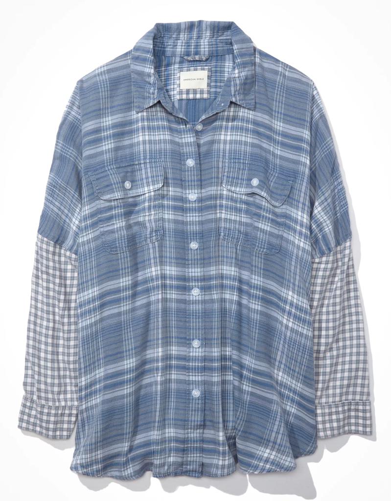 AE Go Big Beach Flannel Shirt商品第5张图片规格展示