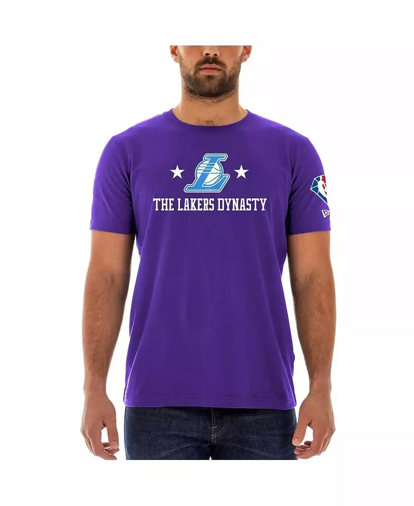 商品New Era|Men's Purple Los Angeles Lakers 2021/22 City Edition Brushed Jersey T-shirt,价格¥216,第5张图片详细描述