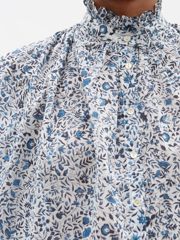 Slava floral-print cotton-voile blouse商品第3张图片规格展示