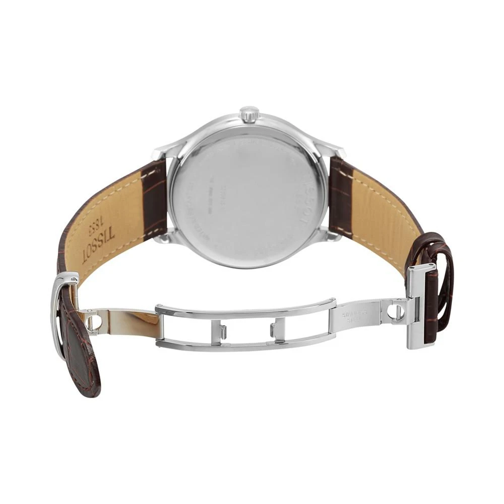 商品Tissot|Men's Swiss Tradition Brown Leather Strap Watch 42mm,价格¥2439,第5张图片详细描述