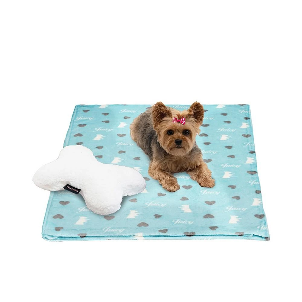 商品Juicy Couture|2-Piece Set Pet Throw Blanket Bone Pillow, Scottie Hearts,价格¥180,第1张图片