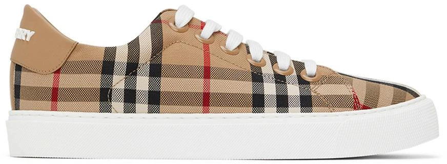 商品Burberry|Beige New Albridge Check Sneakers,价格¥4884,第1张图片
