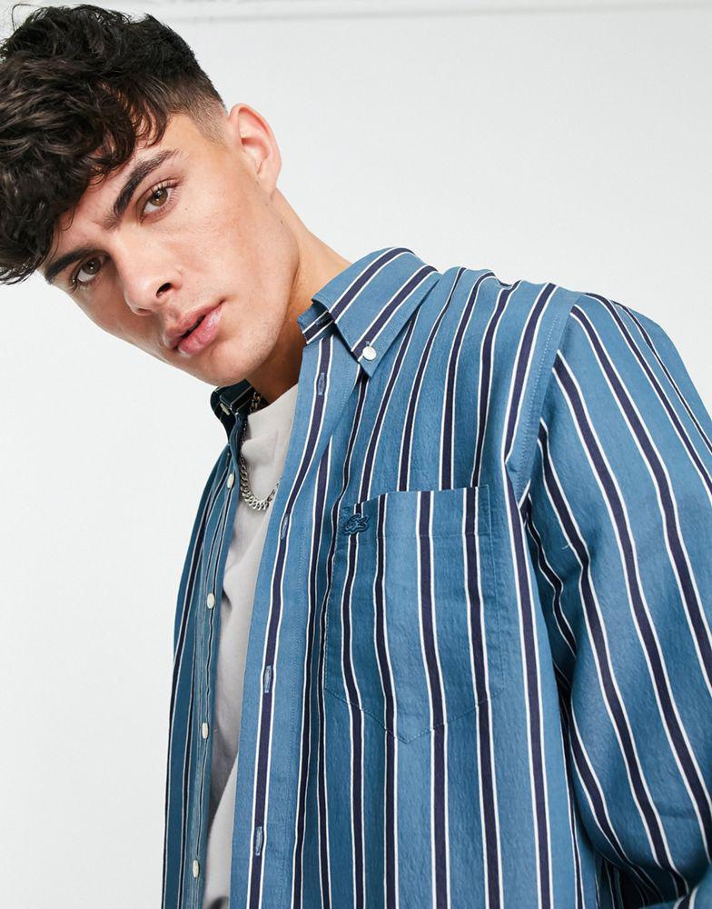 Lacoste long sleeve stripe shirt in navy商品第4张图片规格展示