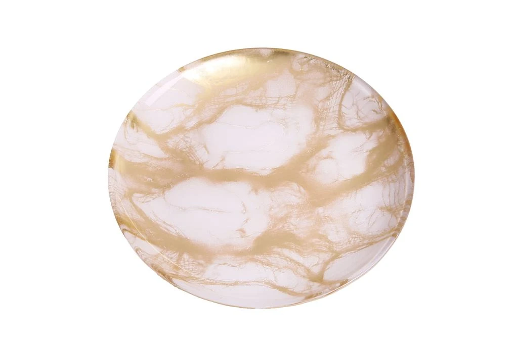 商品Classic Touch Decor|Set Of 4 Gold-White Marble Plates - 6.5"D,价格¥363,第1张图片