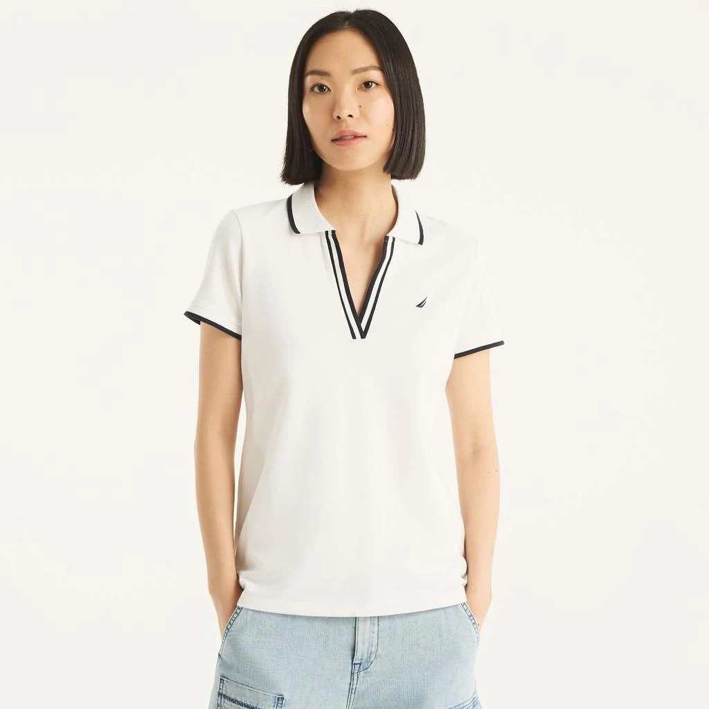 Womens Sustainably Crafted Ocean Split-Neck Polo 商品