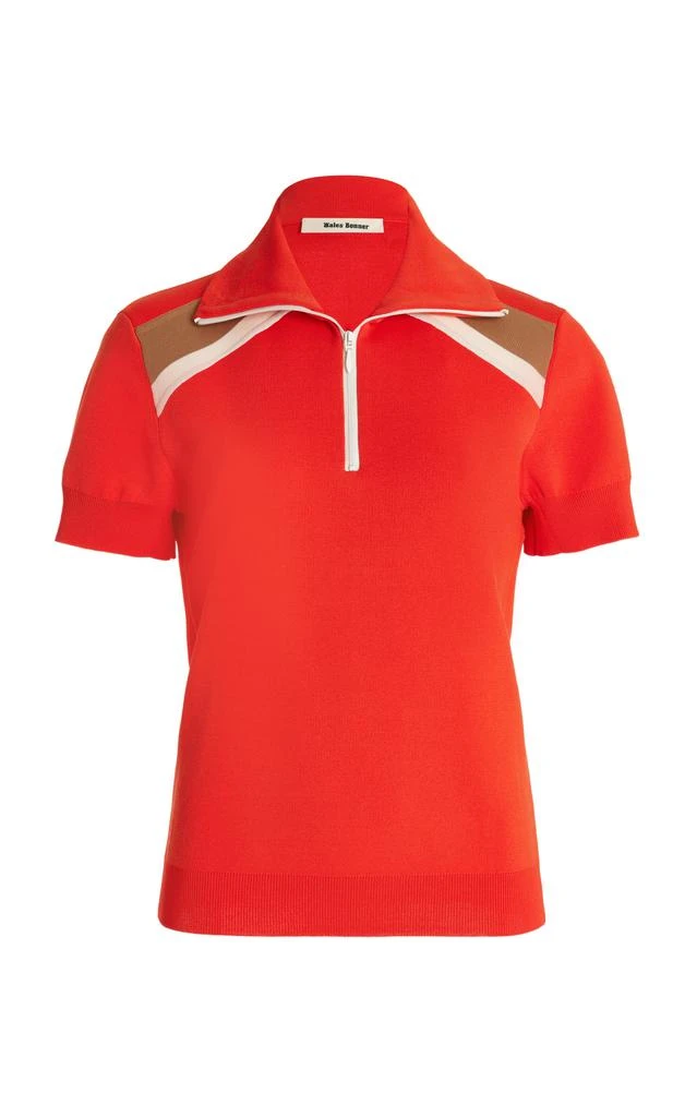 商品WALES BONNER|Wales Bonner - Women's Harp Knit Half-Zip Top - Red - S - Moda Operandi,价格¥1014,第1张图片