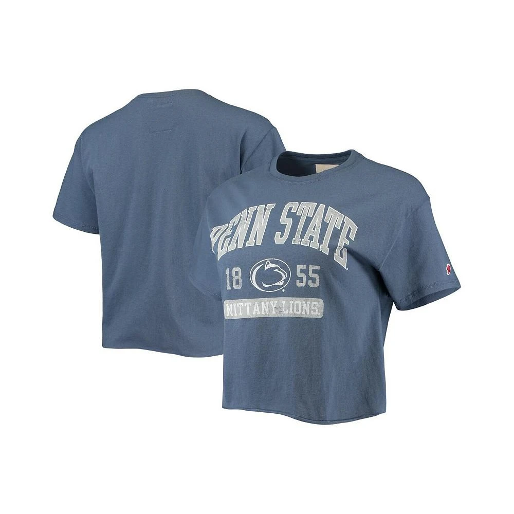 商品League Collegiate Wear|Women's Navy Penn State Nittany Lions Classic Clothesline Crop Top,价格¥102,第1张图片