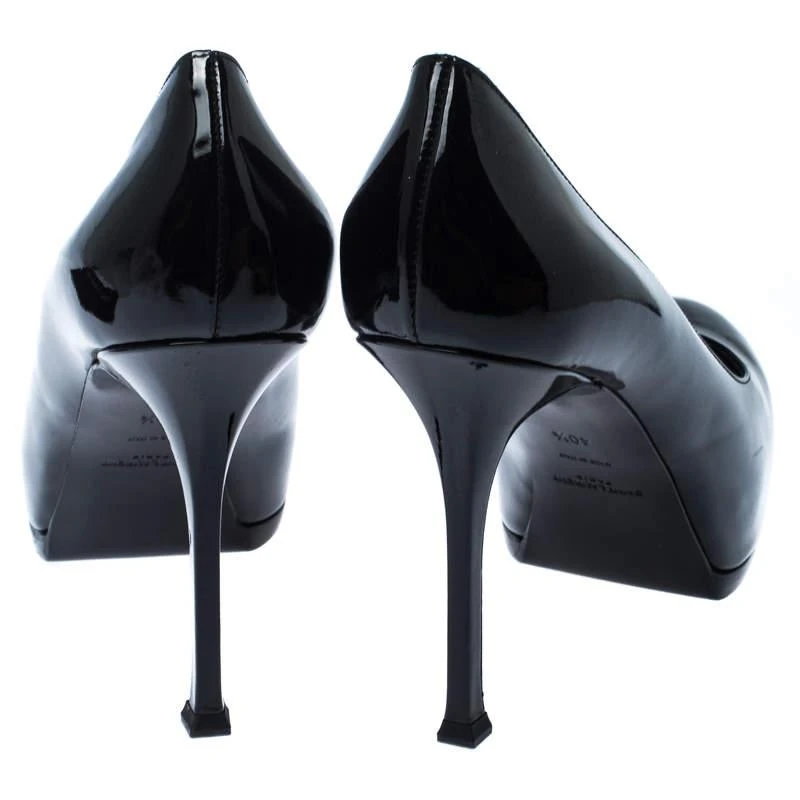 商品[二手商品] Yves Saint Laurent|Saint Laurent Black Patent Leather Tribtoo Round Toe Pumps Size 40.5,价格¥1259,第5张图片详细描述
