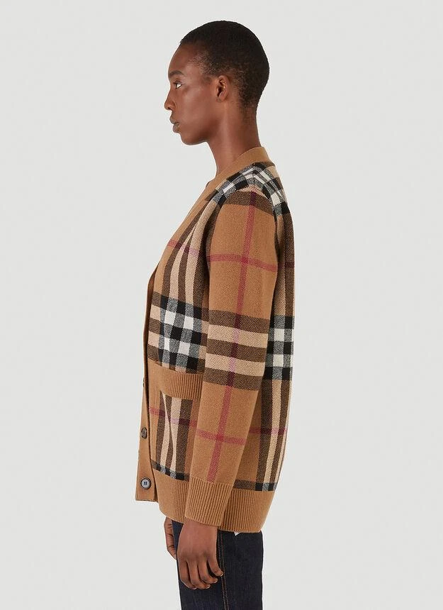 商品Burberry|Check Knit Cardigan in Brown,价格¥9566,第3张图片详细描述