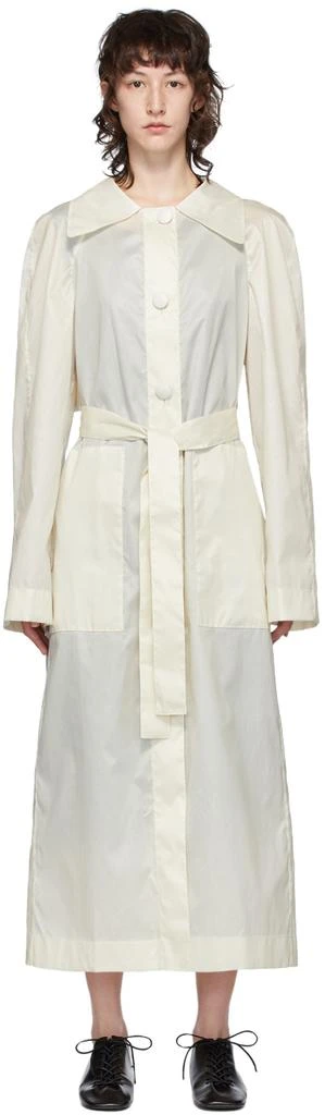 商品Lemaire|White Silk Waxed Trench Coat,价格¥3382,第1张图片