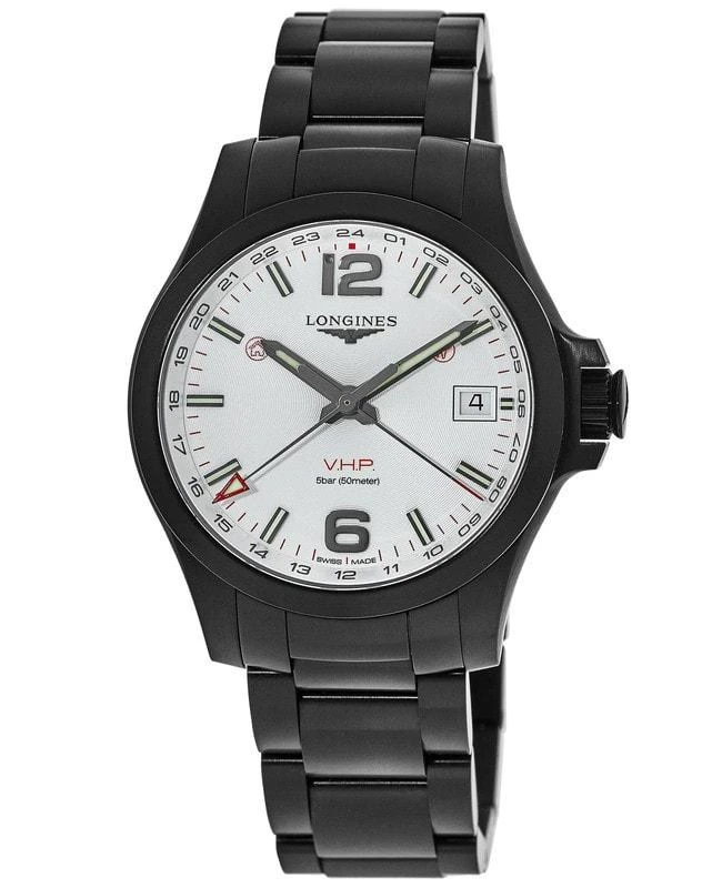 商品Longines|Longines Conquest V.H.P. GMT Silver Dial Black Steel Men's Watch L3.718.2.76.6,价格¥8016,第1张图片