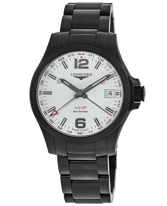 商品Longines|Longines Conquest V.H.P. GMT Silver Dial Black Steel Men's Watch L3.718.2.76.6,价格¥7730,第1张图片