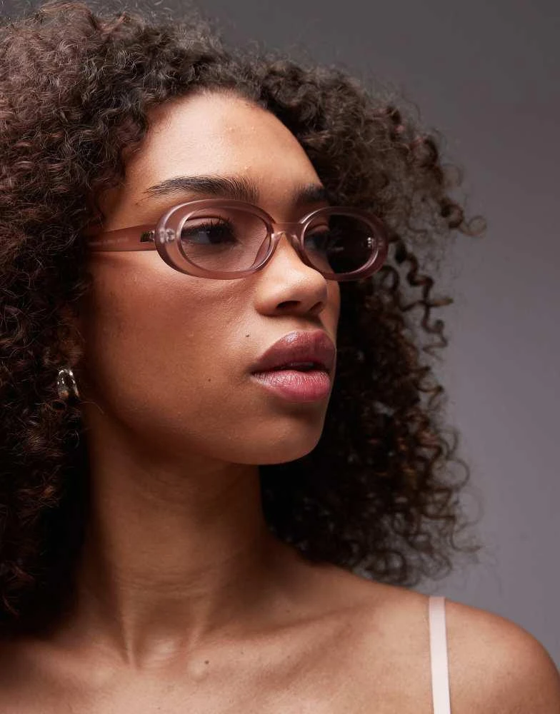 商品Le Specs|Le Specs outta love oval sunglasses in crystal rose,价格¥344,第3张图片详细描述