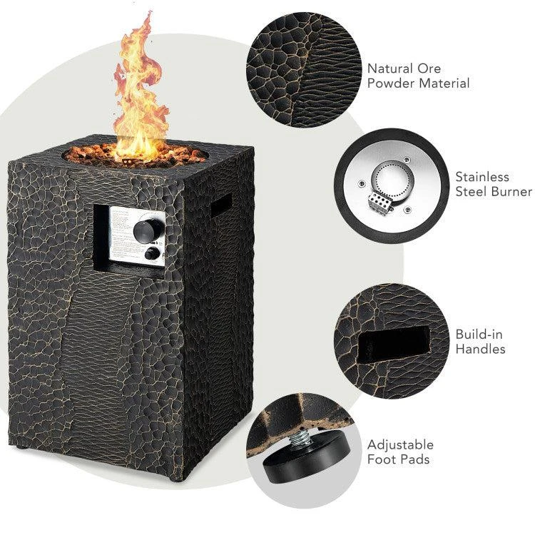 商品Hivvago|16 Feet Square Outdoor Propane Fire Pit with Lava Rocks Waterproof Cover 30 000 BTU,价格¥2149,第3张图片详细描述