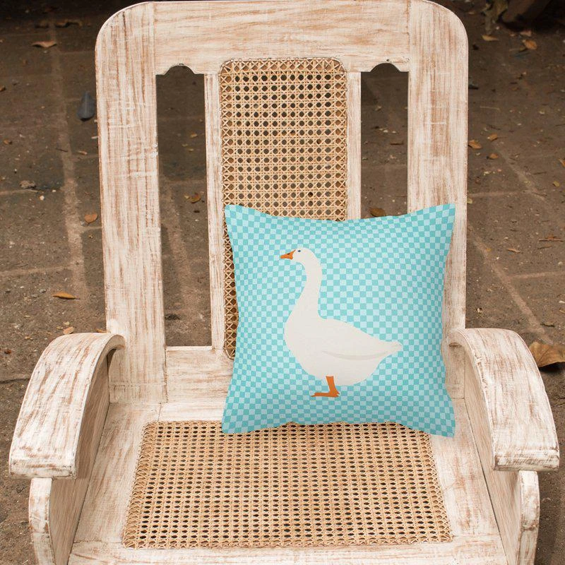 商品Caroline's Treasures|14 in x 14 in Outdoor Throw PillowEmbden Goose Blue Check Fabric Decorative Pillow 15 X 15 IN,价格¥269,第2张图片详细描述