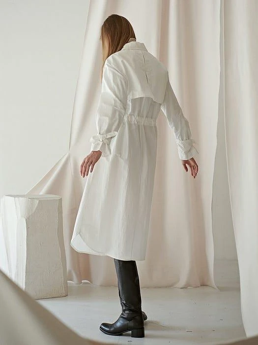 商品MITTE|Shirring Belted Trench Dress_White,价格¥1518,第1张图片