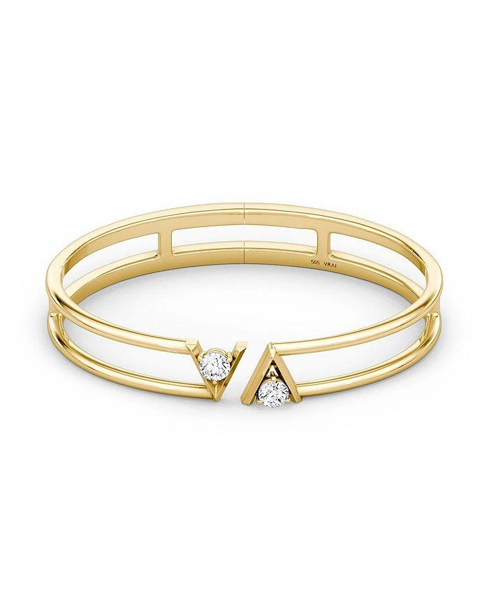 商品VRAI|V Double Row Plain Bangle Bracelet in 14K Gold with .50ctw Round Brilliant Lab Grown Diamonds,价格¥32136,第1张图片