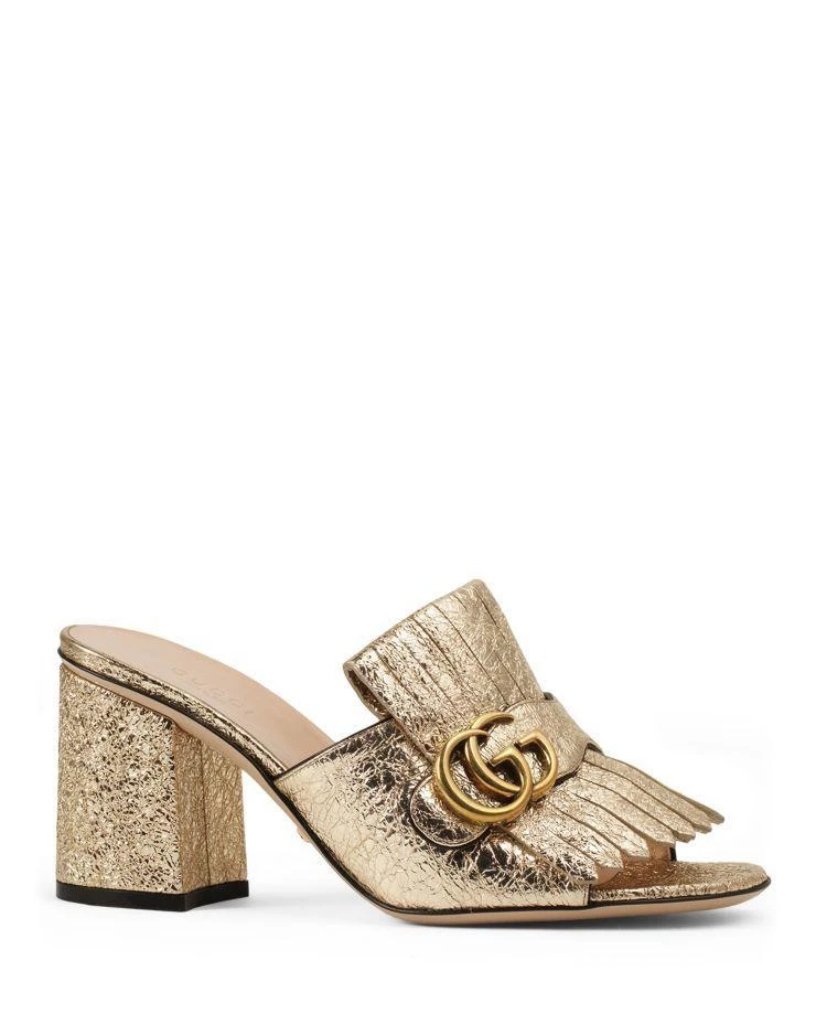 商品Gucci|Marmont Metallic Mid Heel Slide Sandals,价格¥6209,第1张图片