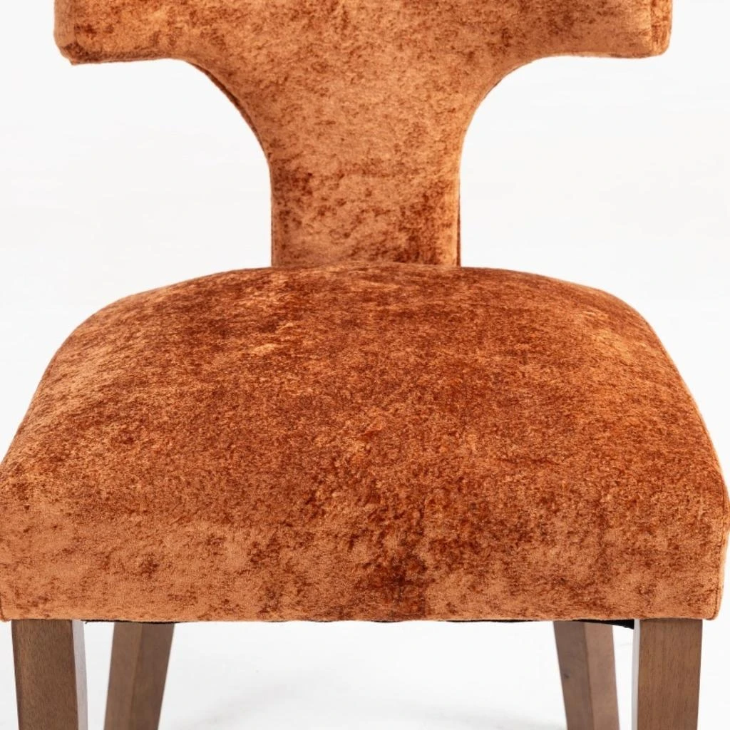 商品Streamdale Furniture|Streamdale Mid Century Modern Dining Chairs (Set of 2), Orange Linen Fabric,价格¥1380,第3张图片详细描述