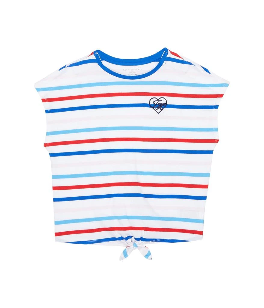 商品Tommy Hilfiger|SS Tia Tie Front T-Shirt w/ Velcro Brand Closure At Shoulders (Little Kids/Big Kids),价格¥126,第1张图片