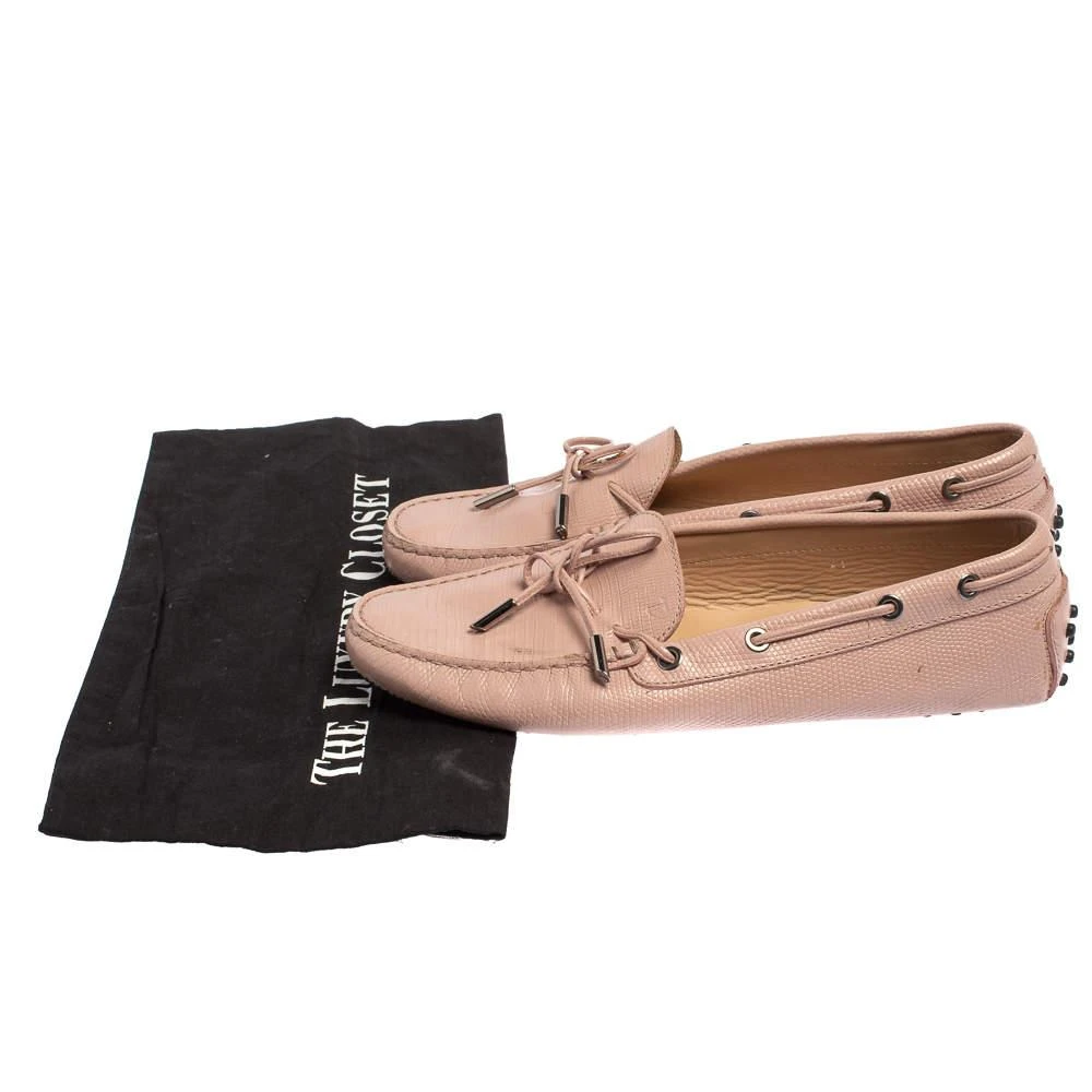Tod's Pink Lizard Embossed Leather Slip On  Loafers Size 41 商品