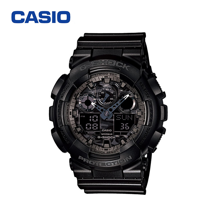 卡西欧（CASIO）手表 G-SHOCK系列自动背光迷彩风限量大表盘多功能时尚电子双显防水男表GA-100CF-1A-黑色-GA-100CF-1A商品第3张图片规格展示