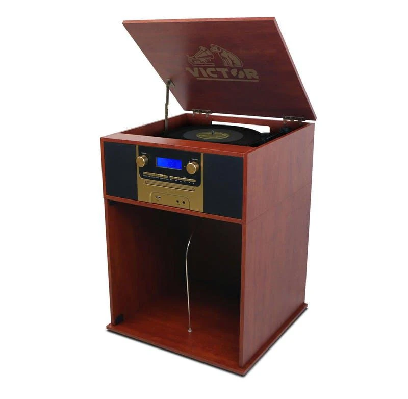 商品Victor Audio|Boyleston 7-in-1 3-Speed Turntable Music Center With Album Storage Mahogany 4500-MH,价格¥2620,第1张图片