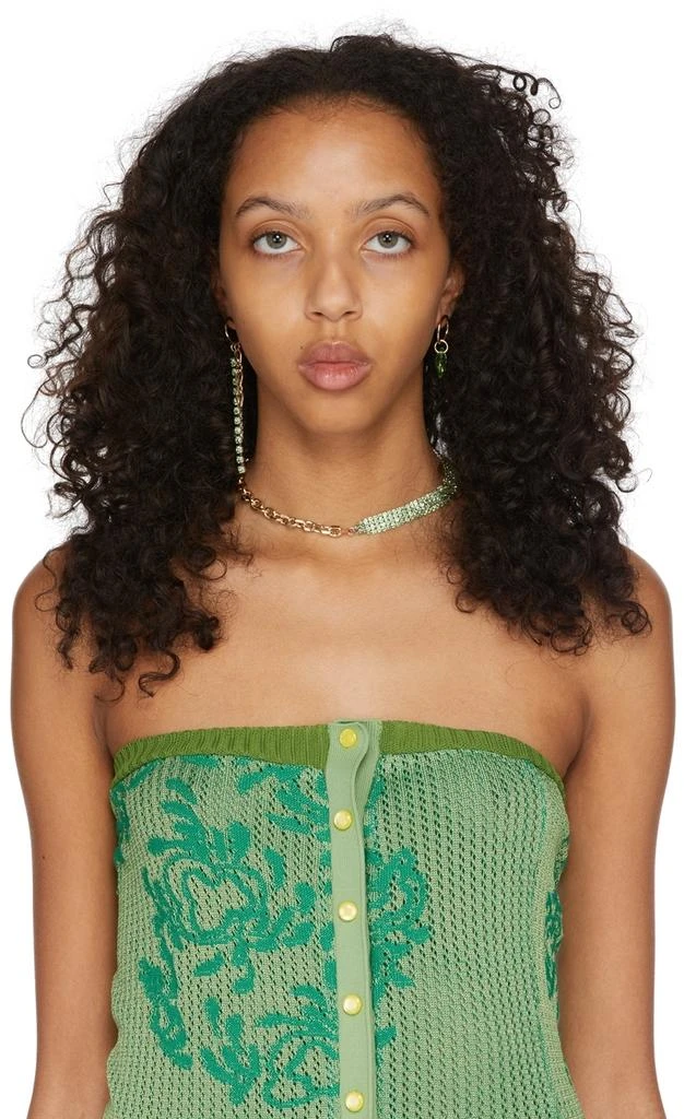 商品Justine Clenquet|SSENSE Exclusive Gold & Green Ewan Earrings,价格¥866,第3张图片详细描述