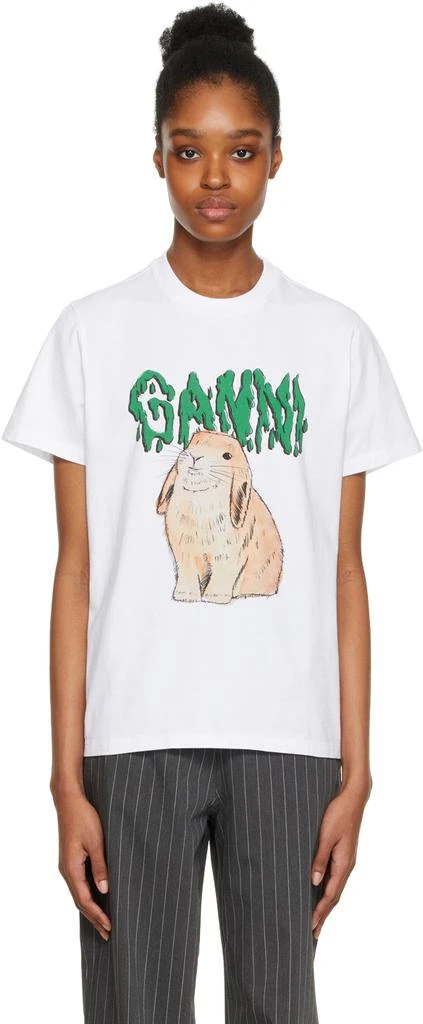 商品Ganni|White Bunny T-Shirt,价格¥531,第1张图片