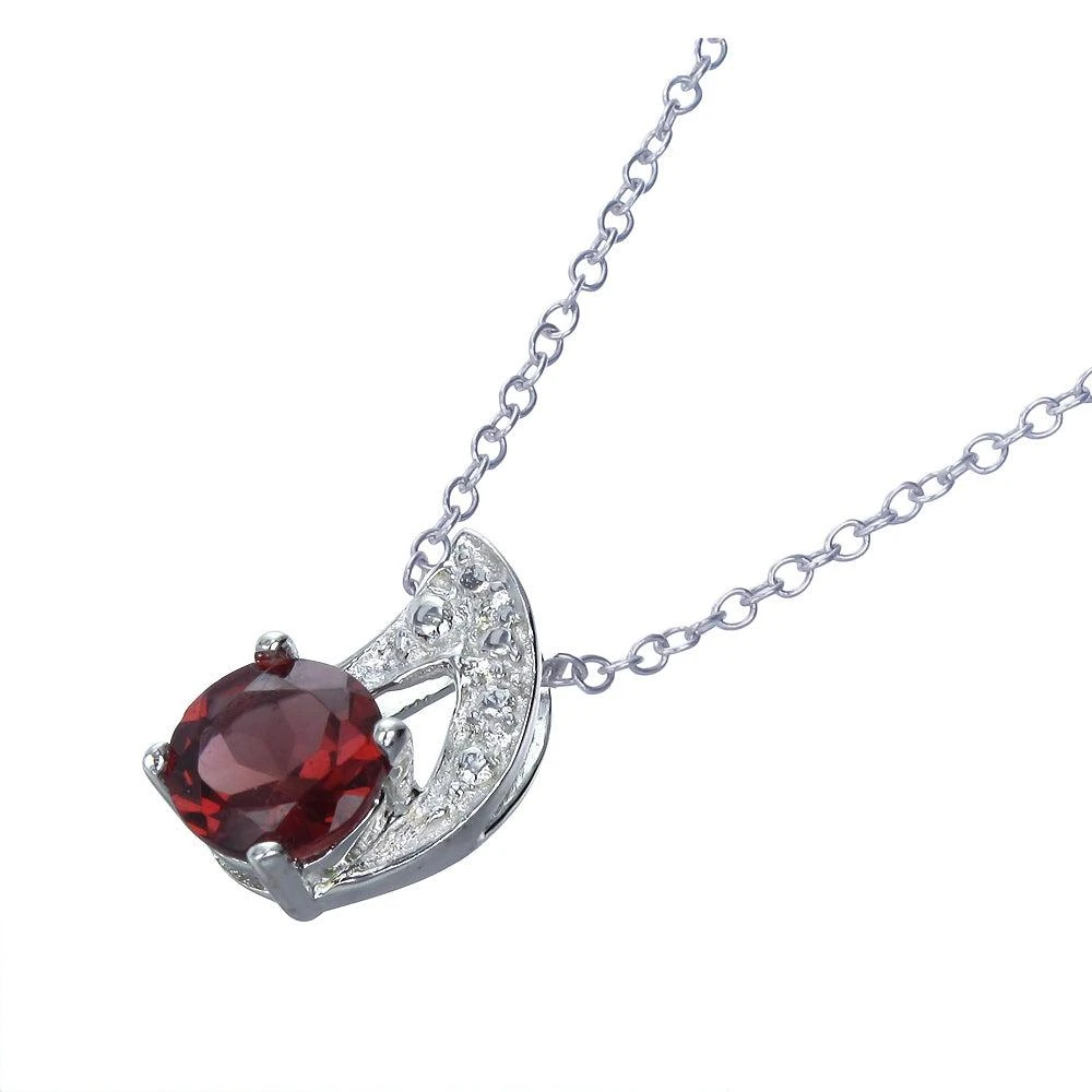 商品Vir Jewels|1/2 cttw Pendant Necklace, Garnet Pendant Necklace for Women in .925 Sterling Silver with Rhodium, 18 Inch Chain, Prong Setting,价格¥324,第3张图片详细描述