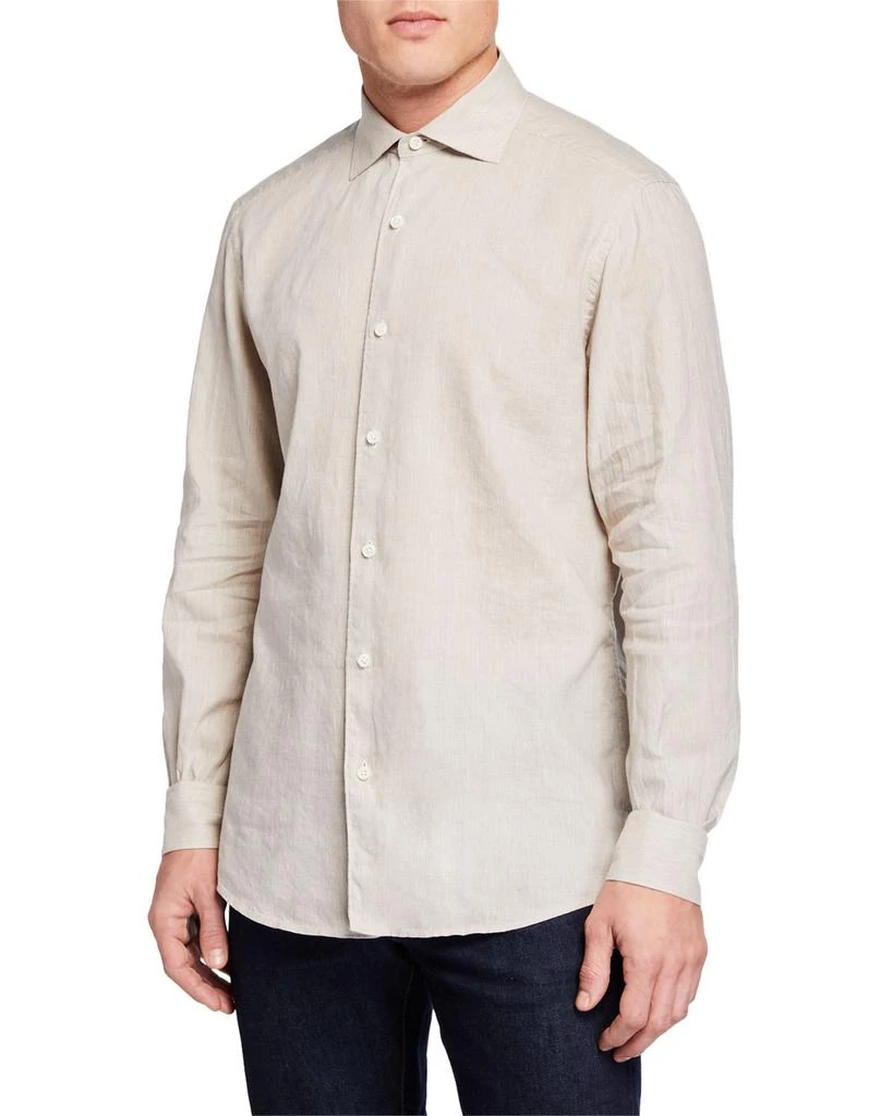 商品Zegna|Men's Long-Sleeve Linen/Cotton Sport Shirt,价格¥1305,第1张图片