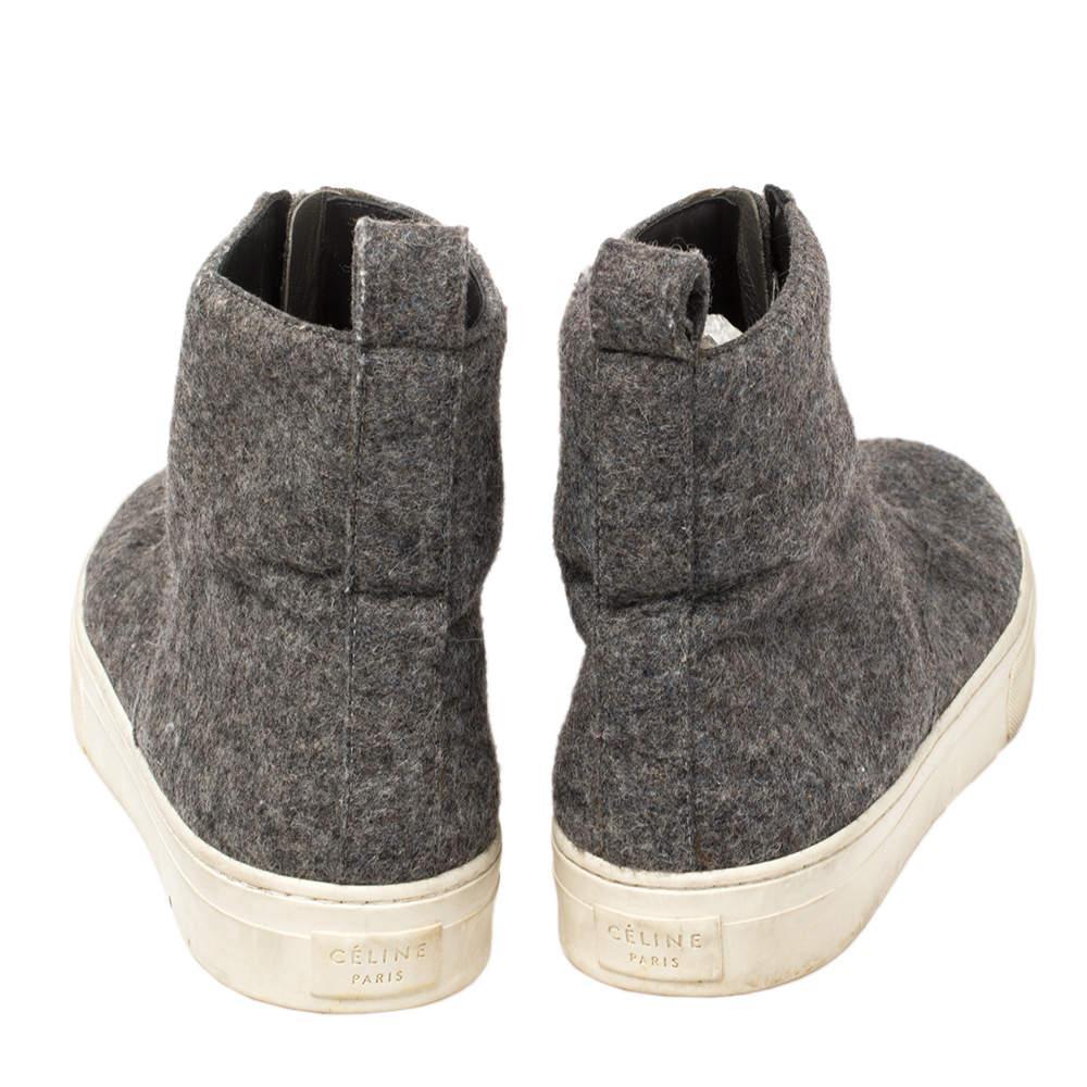 商品[二手商品] Celine|Celine Grey Wool Felt High Top Zip Up Sneaker Size 38,价格¥1540,第7张图片详细描述