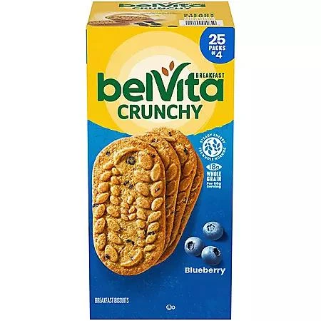 商品belVita|belVita Blueberry Breakfast Biscuits, 4 biscuits per pack, 25 pk.,价格¥107,第1张图片